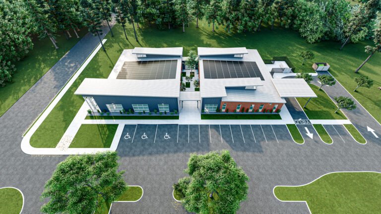 Health Unit — aerial site rendering.