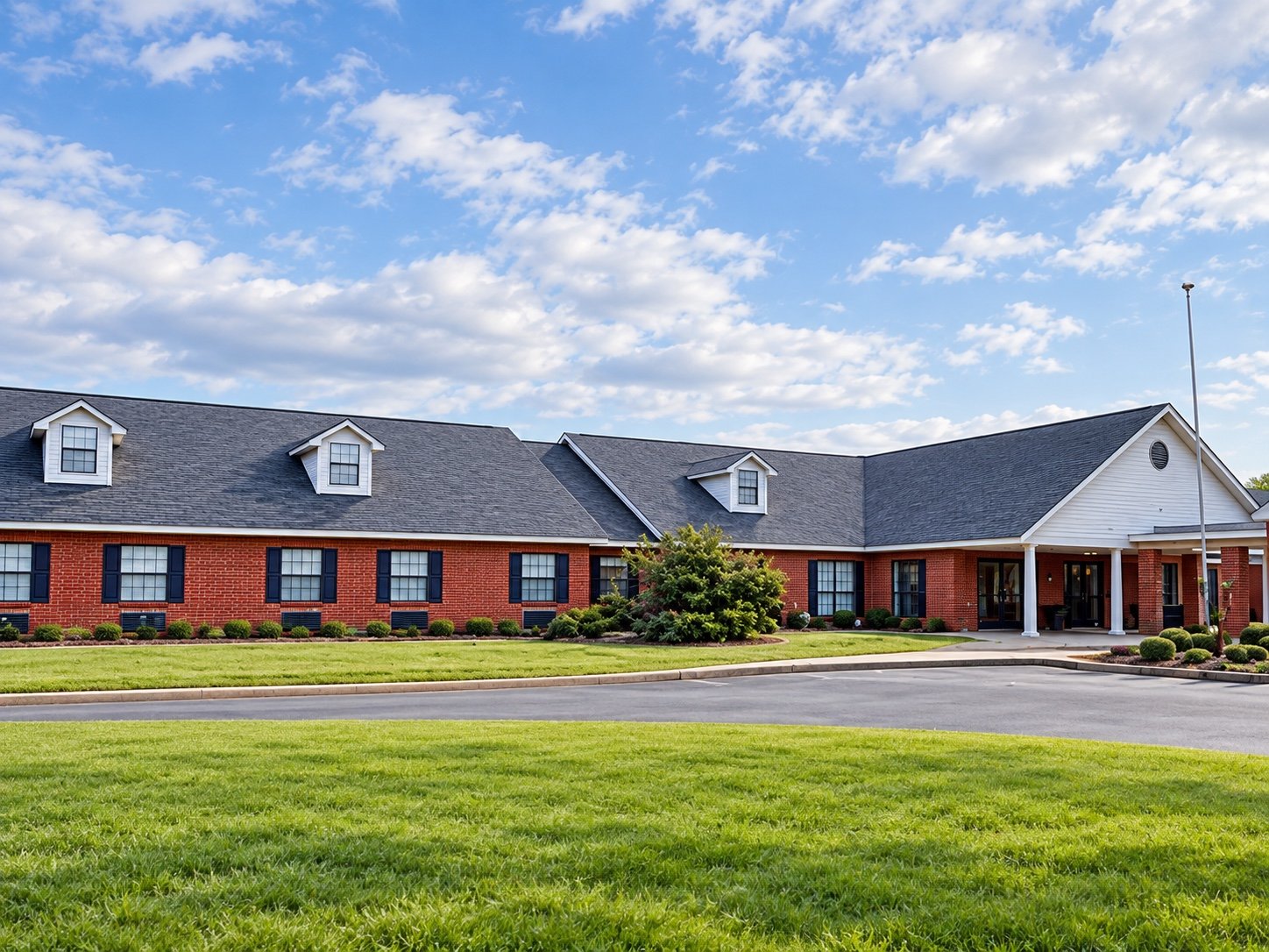 SEARK Student Housing — exterior view of the residence and covered entrance in Pine Bluff, Arkansas.