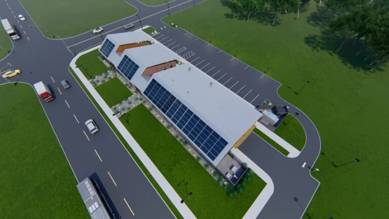 Coroner’s Office — aerial site rendering.