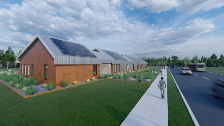 Coroner’s Office — exterior and walkway rendering.