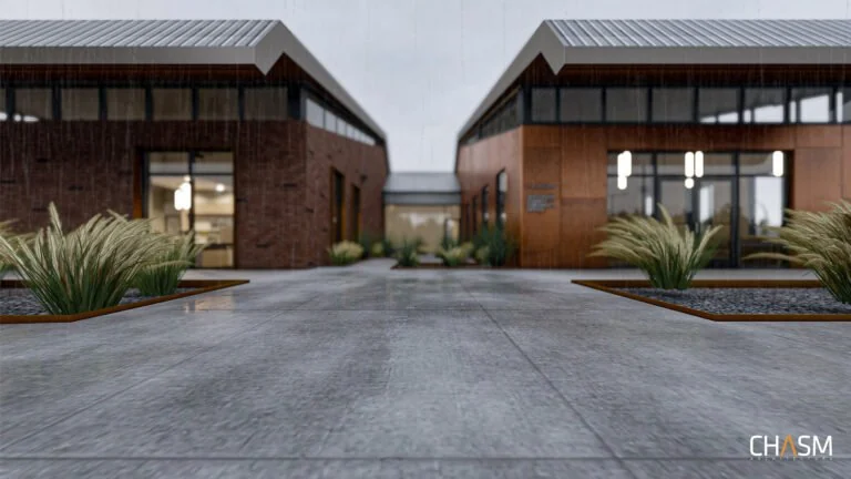 Coroner’s Office — courtyard rendering.