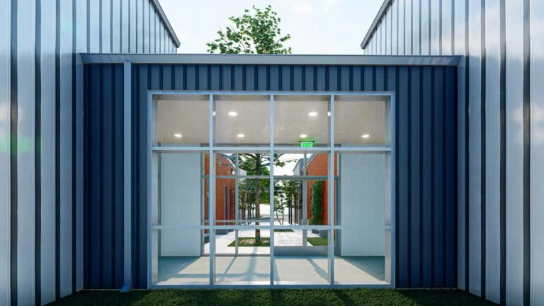 Health Unit — interior entrance rendering.