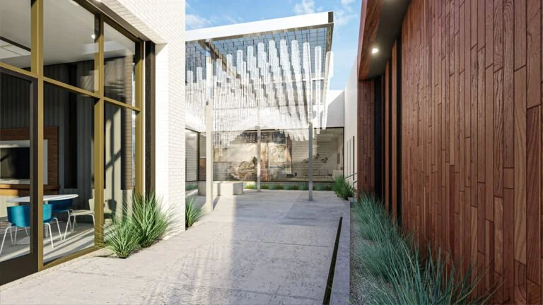 Veterans Services Office — landscaped courtyard rendering.
