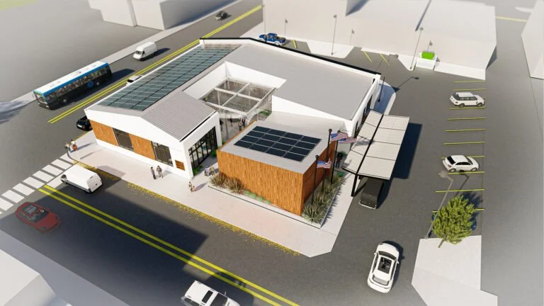 Veterans Services Office — aerial site rendering.