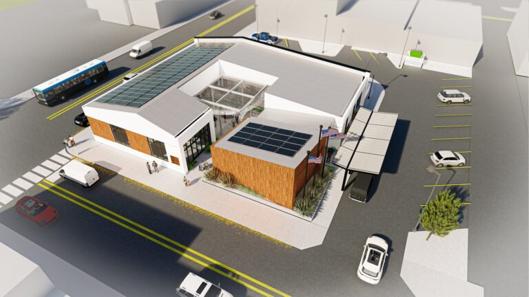 Veterans Services Office — aerial site rendering.
